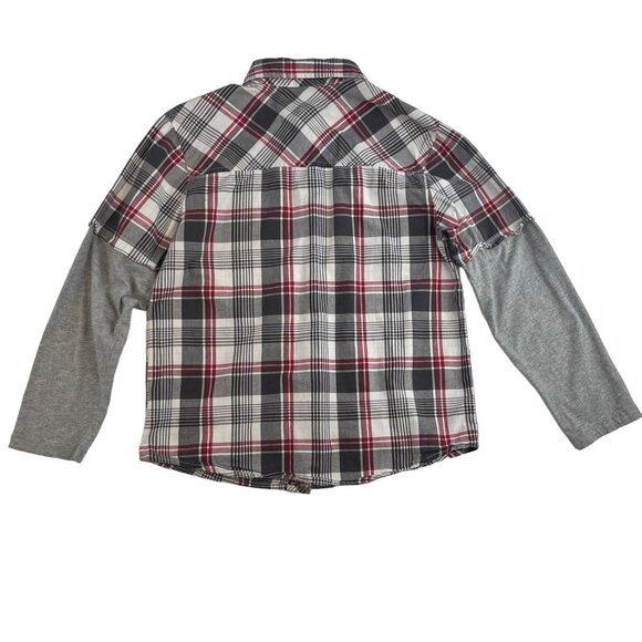 Dickies Plaid Long Sleeve Shirt Boys Large Gray Button Front - Picture 2 of 7